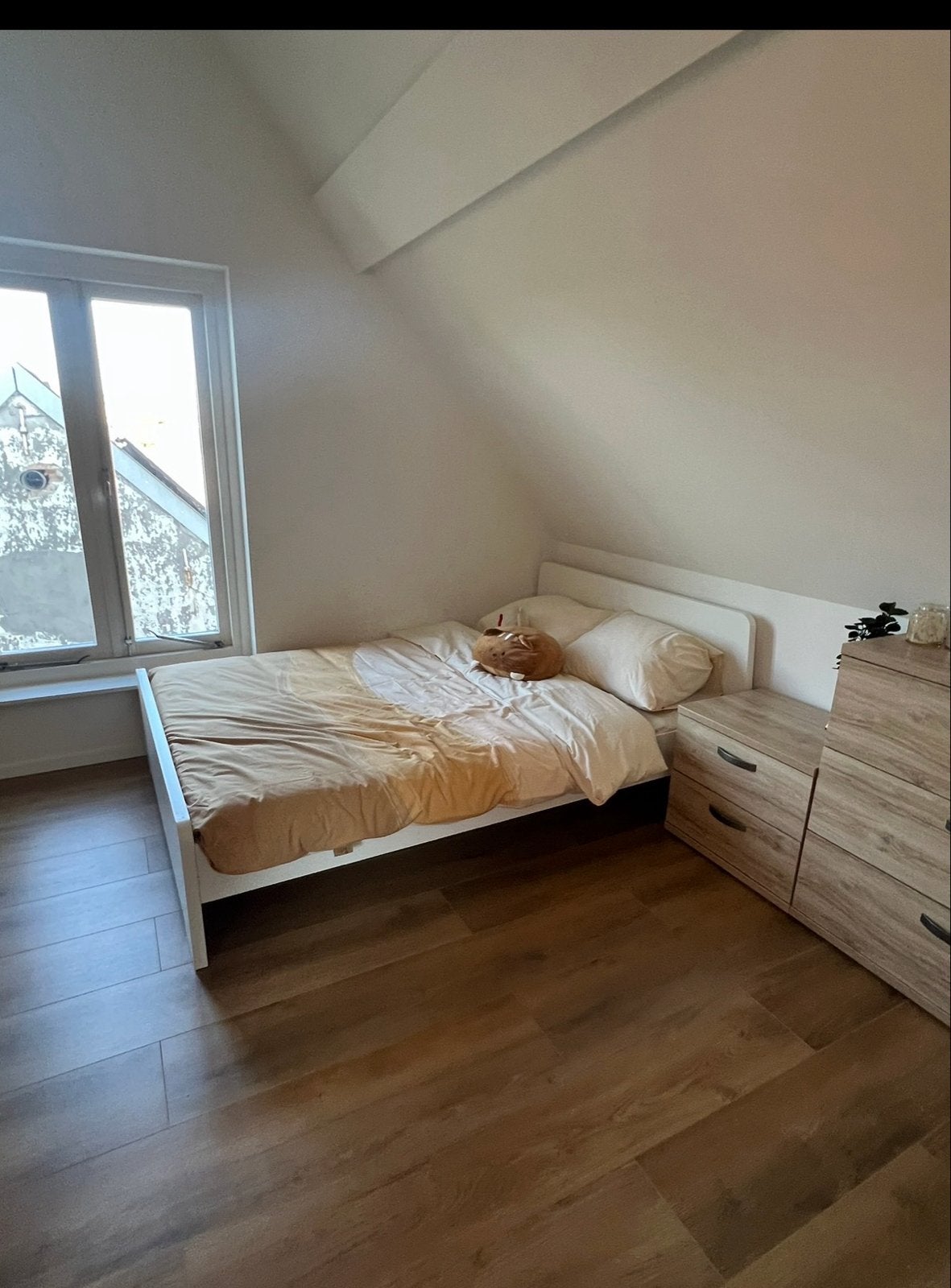 Ikea ASKVOLL Bedframe 140x200 + lattenbodem (wit), Ophalen, Wit, Tweepersoons, 140 cm