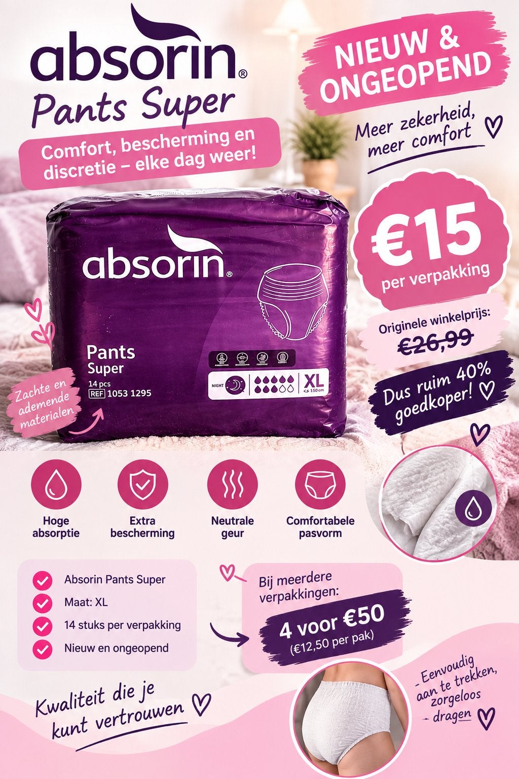 Absorin Pants Super in maat XL, Verzenden, Nieuw