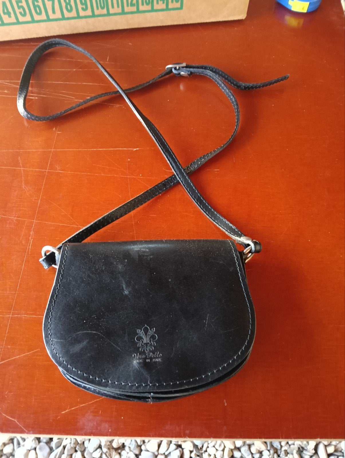 Zwart leren schoudertasje - Vera Pelle Made in Italy, Ophalen of Verzenden, Gebruikt, Zwart, Schoudertasje