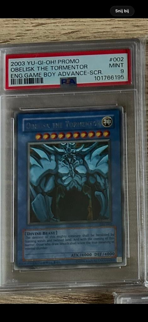 2003 Yu-Gi-Oh! Promo Obelisk The Tormentor PSA 9, Ophalen of Verzenden, Zo goed als nieuw, Losse kaart