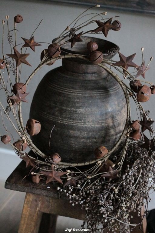 Krans met roestige bellen en sterren, Www.jufbrocante.nl, Www.jufbrocante.nl, Nieuw, Ophalen of Verzenden