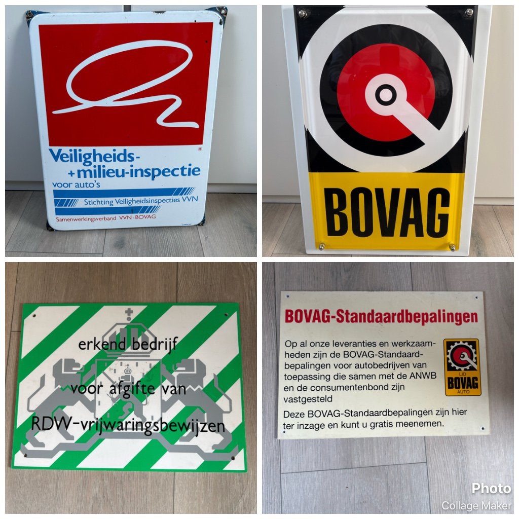 RDW, Bovag en Veilig verkeer Nederland set van 5 borden, Verzamelen, Merken en Reclamevoorwerpen, Verzenden, Gebruikt, Reclamebord