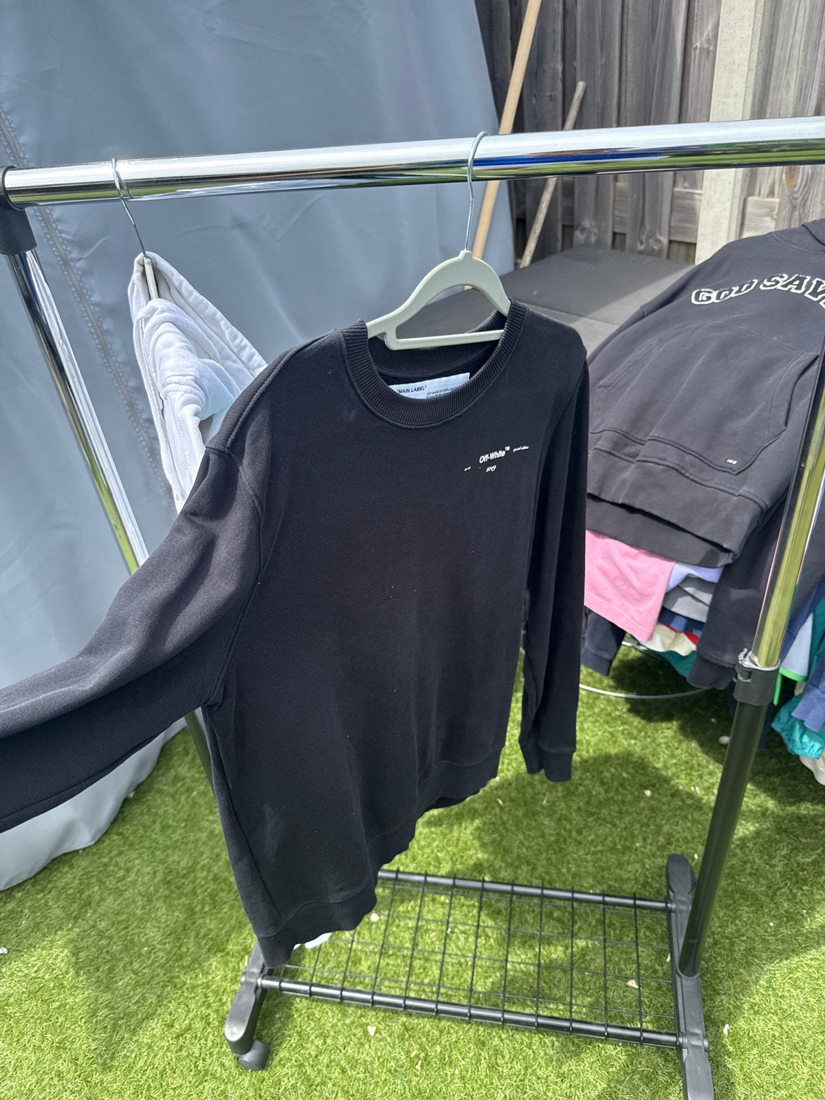 Off-White sweater met backprint - Maat M - Zwart, Ophalen, Gedragen, Maat 48/50 (M), Zwart