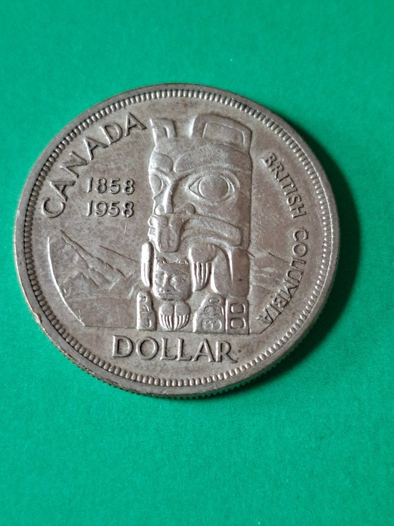 1958 Canada 1 dollar zilver 100 jaar British Columbia, Ophalen of Verzenden, Noord-Amerika, Losse munt, Zilver
