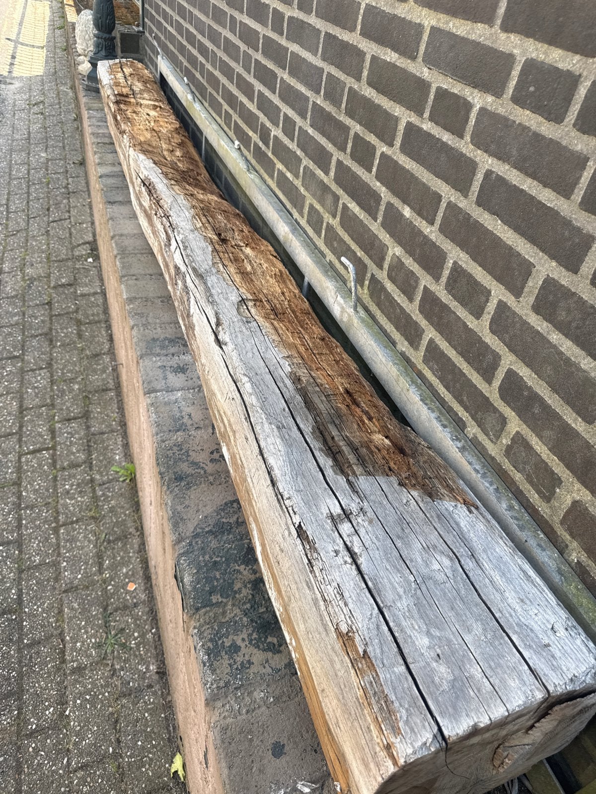 Oude eiken balk 290x27x24 cm - Rustiek en robuust, Doe-het-zelf en Verbouw, Hout en Planken, Ophalen, Gebruikt, Eiken, 250 tot 300 cm