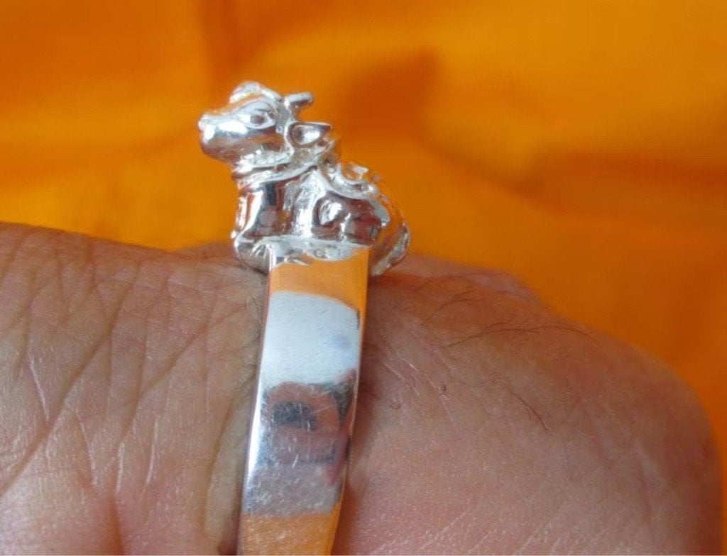 Zilveren Shiva's Nandi ring Ø 20,0 mm, India # zeldzaam #, Verzenden