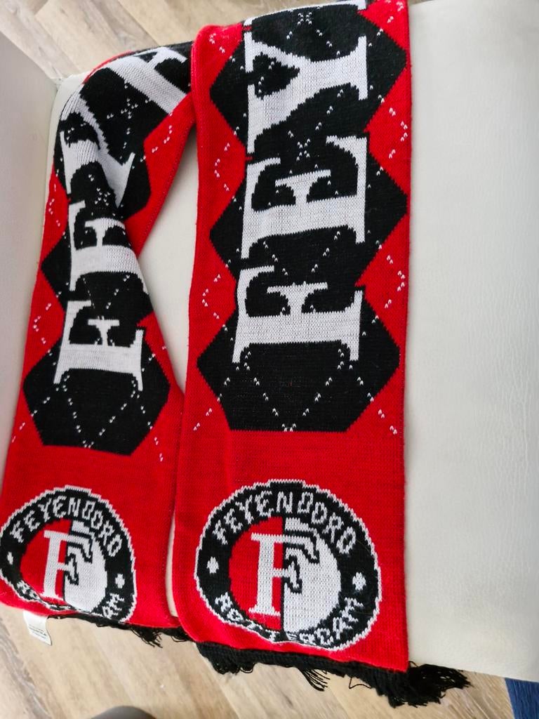 Feyenoord Sjaal - Rood, Zwart, Wit, Feyenoord, Ophalen of Verzenden, Zo goed als nieuw, Sjaal