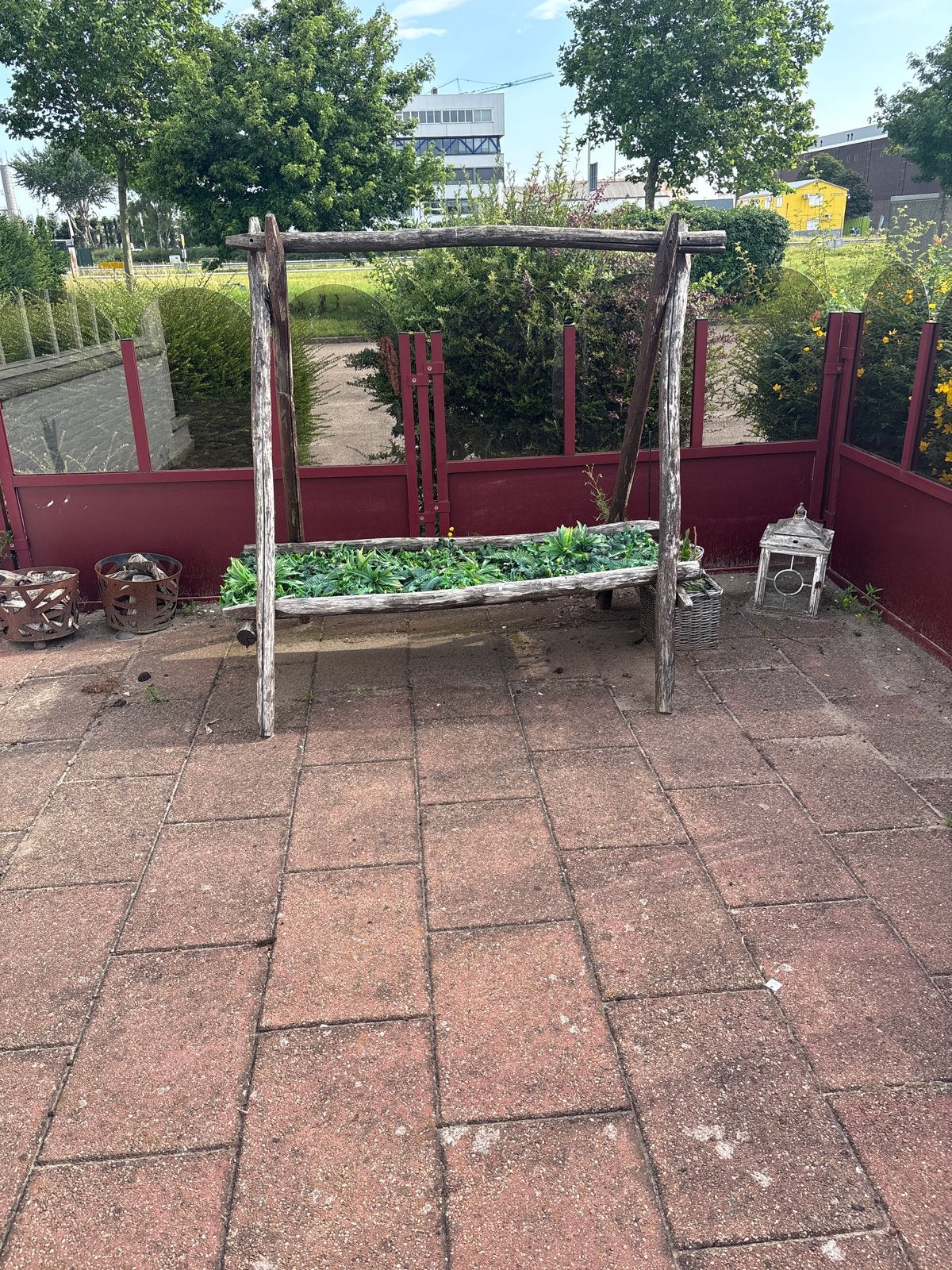 Houten moestuin kruiden of planten bankje, Ophalen