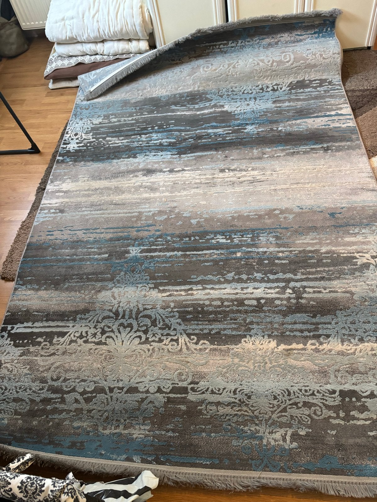 Modern Vloerkleed 160x230 cm - Blauw/Grijs Design, Ophalen, Gebruikt, Blauw, 150 tot 200 cm