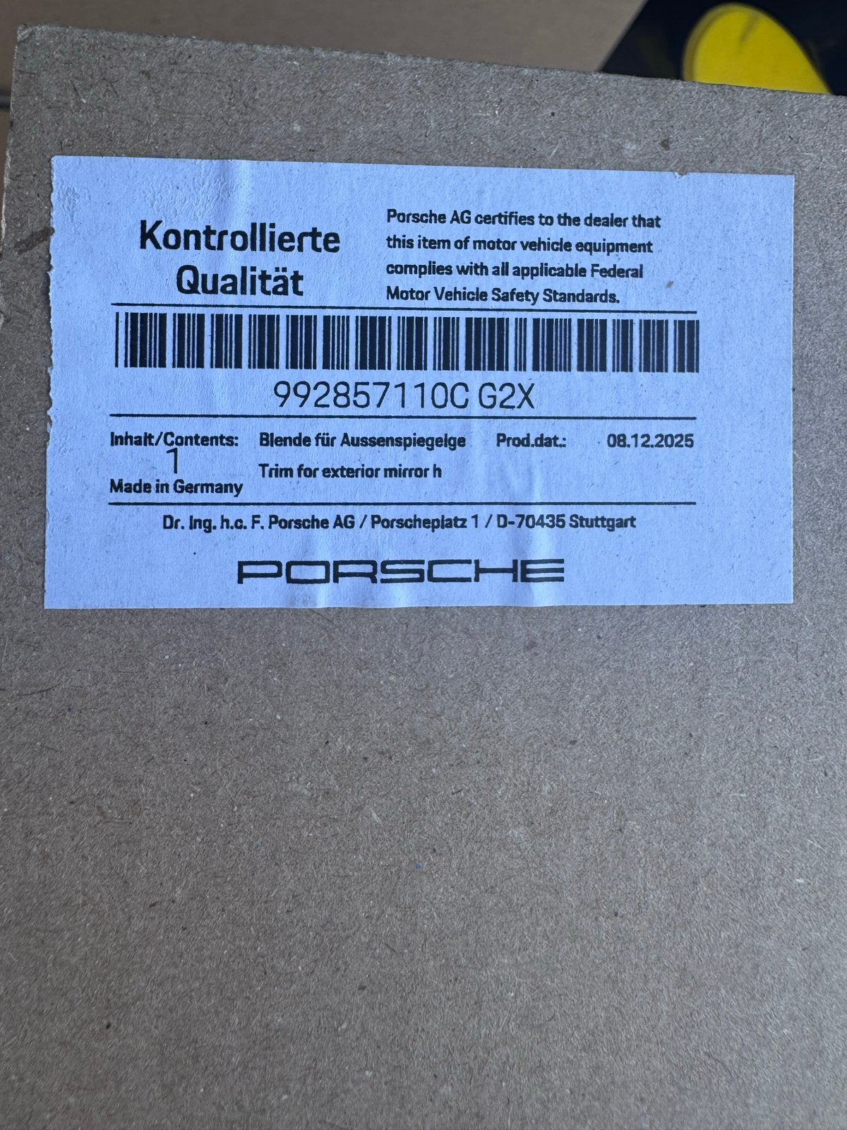 Porsche spiegelkappen - Nieuw en origineel, Auto-onderdelen, Ophalen of Verzenden, Nieuw, Porsche