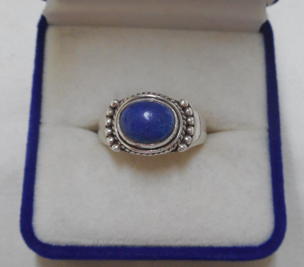 Zilveren vintage ring met lapis lazuli maat 18.75 nr.1130, 18 tot 19, Verzenden, Zo goed als nieuw, Dame
