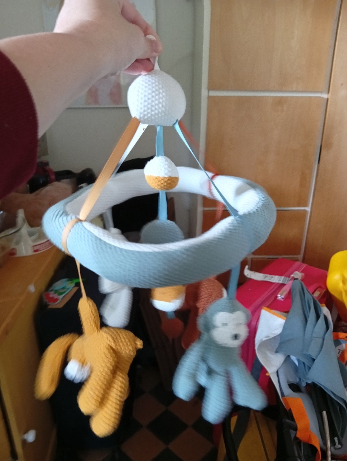 Prenatal Mobiel met aapjes - batterij werkt nog, Kinderen en Baby's, Ophalen of Verzenden, Gebruikt, Mobiel