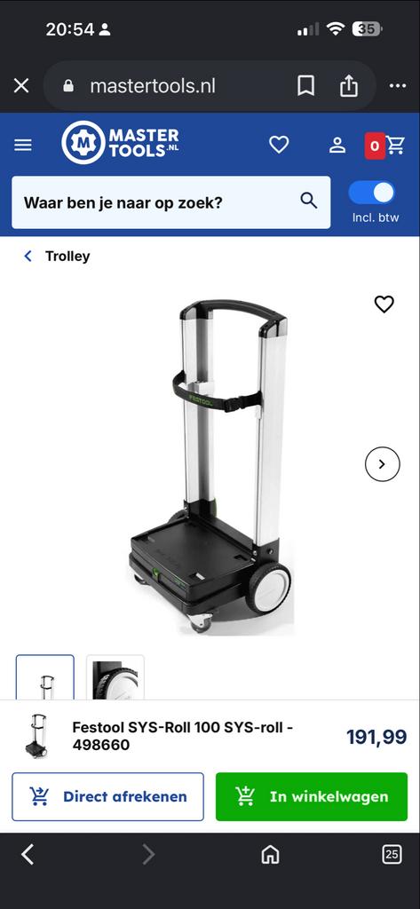 Festool SYS-Roll 100 SYS-roll - Transportkar, Doe-het-zelf en Verbouw, Transportwagens, Ophalen of Verzenden, Zo goed als nieuw