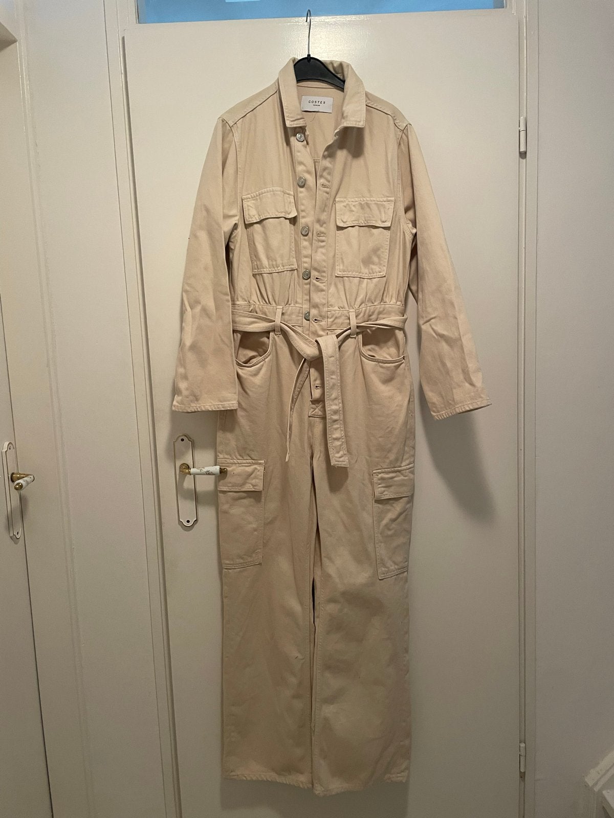 Costes Crème Denim Jumpsuit, Ophalen of Verzenden, Gedragen, Maat 38/40 (M), Beige