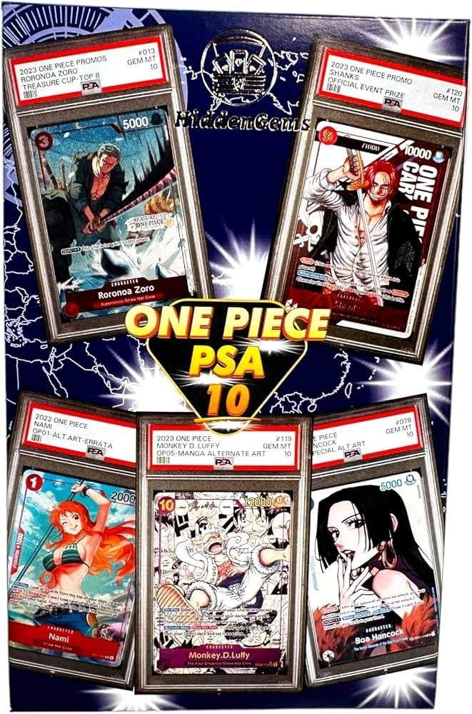 Zeldzame PSA 10 One Piece en Pokémon kaarten, Ophalen, Nieuw, Losse kaart