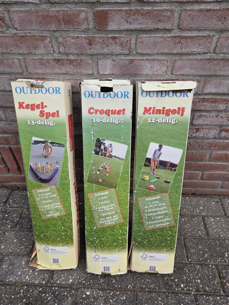 Outdoor Spellen Set: Kegelspel, Croquet, Minigolf, Ophalen of Verzenden