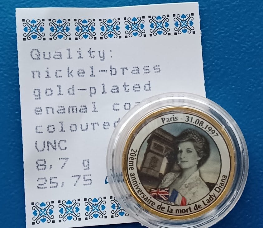 2 Euro Paris, Lady Diana 31-08-1997 - gekleurd Email UNC, Verzenden, Frankrijk, 2 euro, Setje