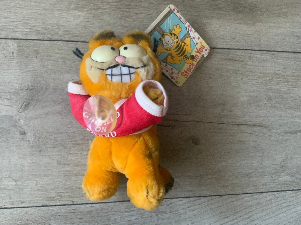 Mooie Vintage 1978 - 1981 Garfield Zuignap Pop - Knuffel, Ophalen of Verzenden, Garfield, Zo goed als nieuw, Beeldje of Figuurtje