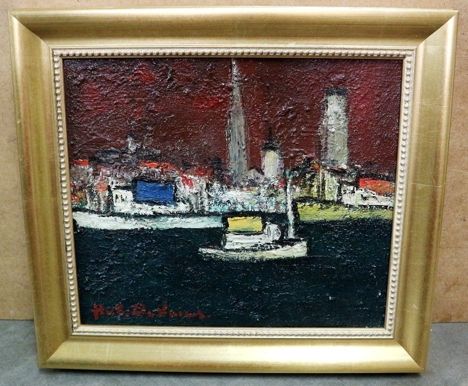 Hubert DE VRIES, aan de Schelde, Antiek en Kunst, Doek, Expressionistisch, Ophalen of Verzenden, Olieverf