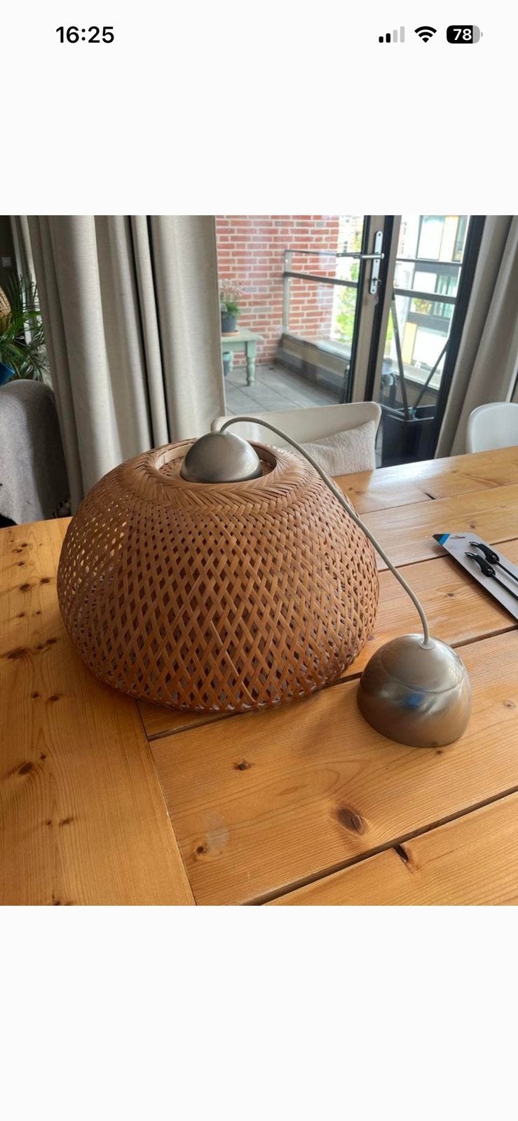 Ikea Boja rotan hanglamp, Ophalen, Zo goed als nieuw, Rond, Hanglamp