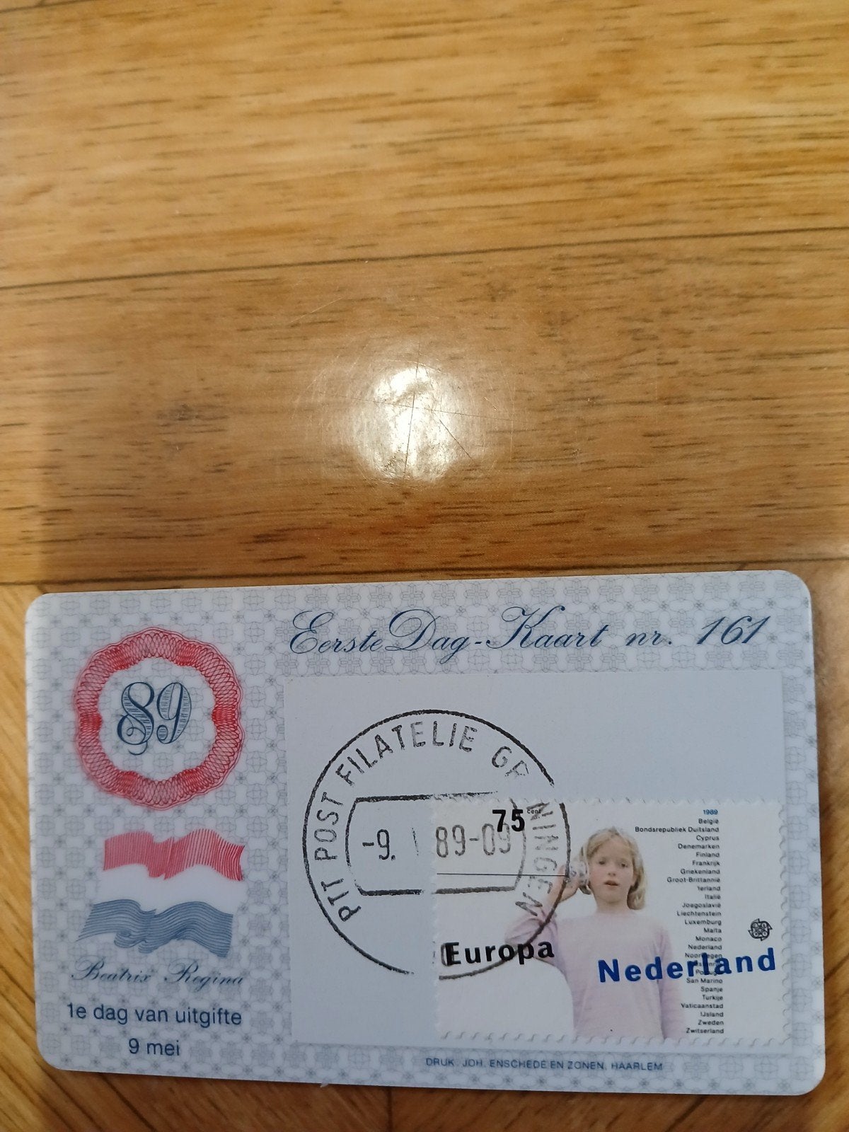 Eerste Dag Kaart nr. 161 - Beatrix Regina 1989, Postzegels en Munten, Ophalen of Verzenden, Onbeschreven, Nederland