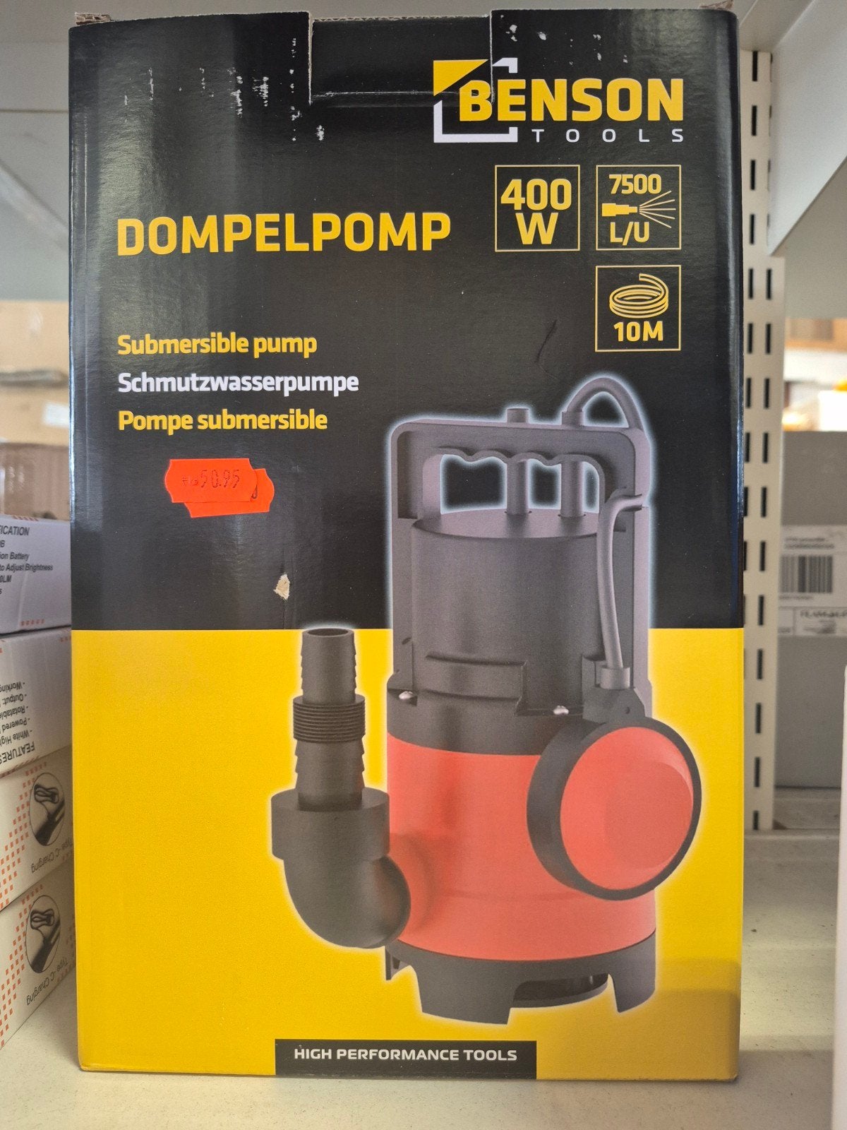 Benson Dompelpomp 400W - Krachtige Waterpomp - nieuw, Ophalen of Verzenden, Nieuw, Elektrisch, Dompelpomp