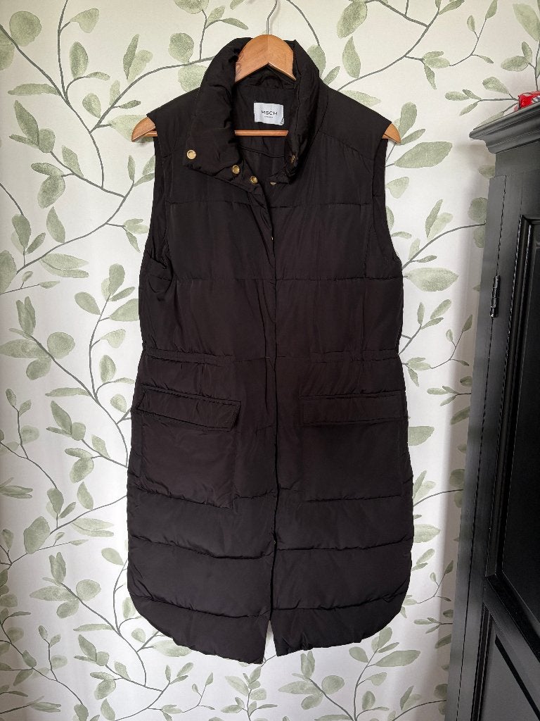 MSCH copenhagen zwarte lange bodywarmer XS - small 34 - 36, Kleding | Dames, Bodywarmers, Msch Copenhagen, Zwart, Ophalen of Verzenden