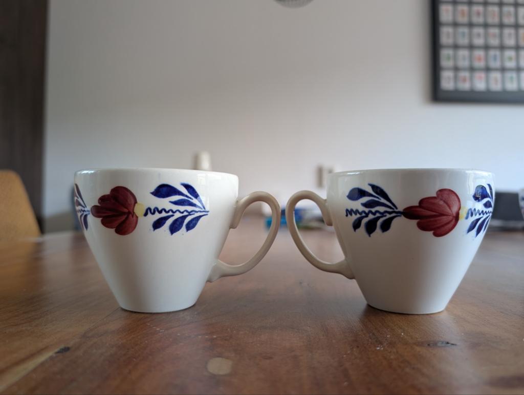 Set van 6 Boerenbont theeglazen/mokken, Ophalen
