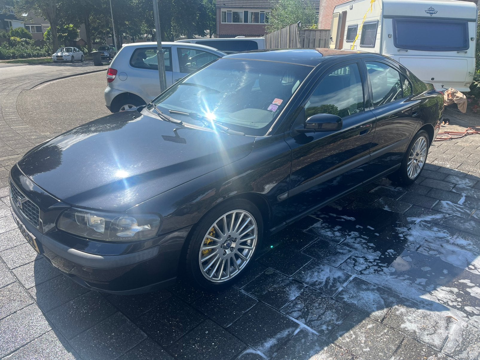 Volvo S60 2.3 T5 2004 Zwart, Auto's, Voorwielaandrijving, S60, Zwart, Handgeschakeld
