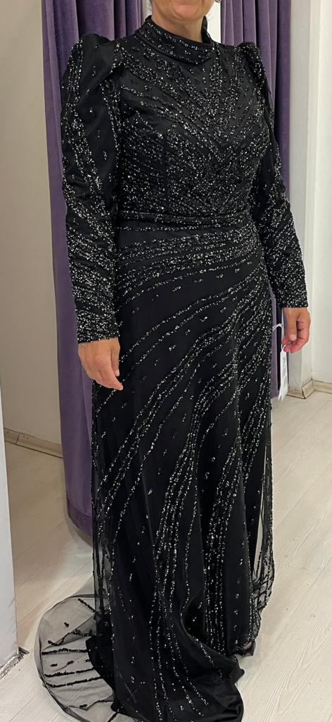 Elegante Zwarte Avondjurk met Pailletten - Maat 42, Galajurk, Zwart, Maat 42/44 (L), Ophalen of Verzenden