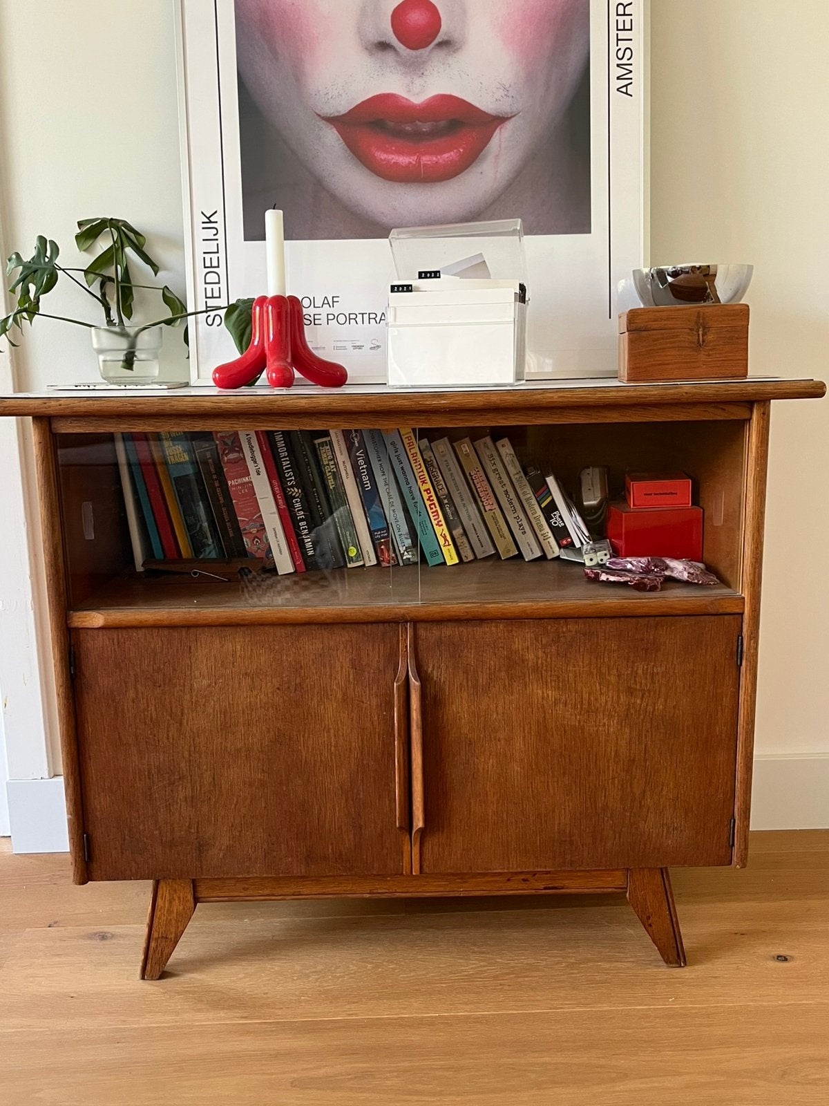 Deens dressoir kastje hout vintage midcentury, Ophalen, Zo goed als nieuw, 25 tot 50 cm, 50 tot 100 cm