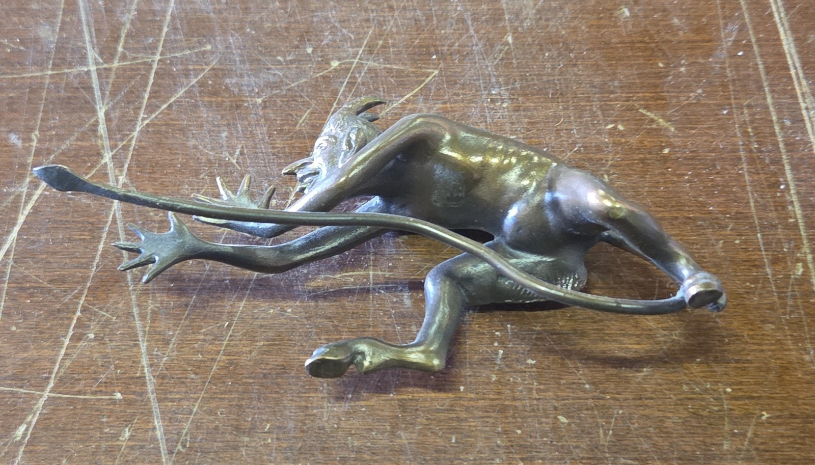 Vintage beeldje Mephistopheles messing duivel, Ophalen of Verzenden
