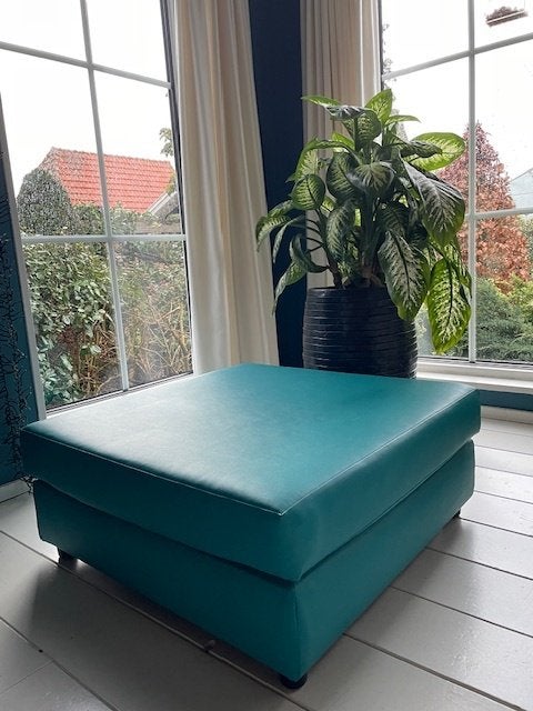 Skai leren poef, Ophalen, Kunststof, Vierkant, 75 tot 100 cm
