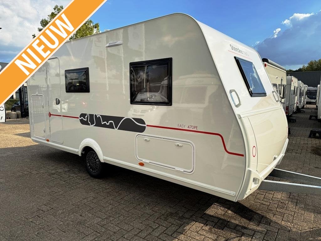 Sterckeman Easy 470 PE € 2.500,- gratis opties!!, Caravans en Kamperen, Caravans, Dwarsbed, Sterckeman, Treinzit, 5 tot 6 meter
