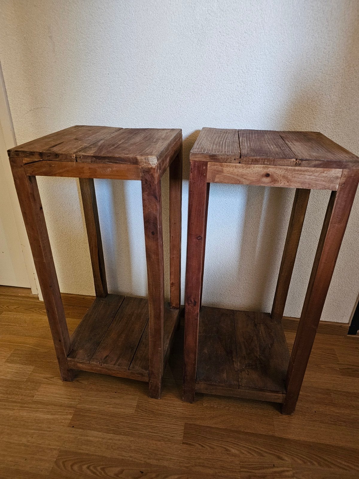 2 houten planten zuilen, Ophalen, Gebruikt