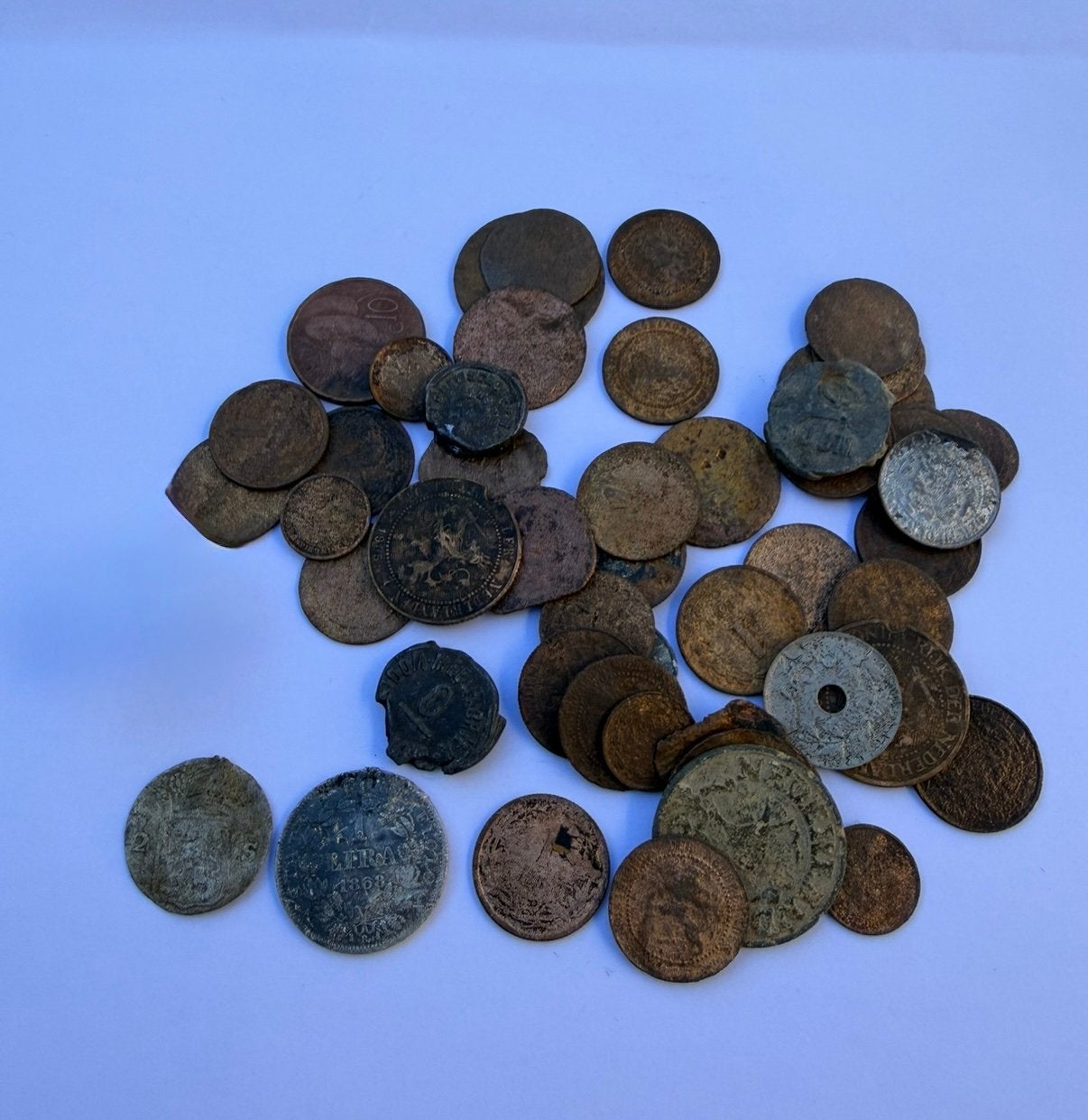 Mooie partij bodemvondsten munten – Zilver Provinciaal Zink, Verzenden, Koningin Wilhelmina, 10 cent, Zilver