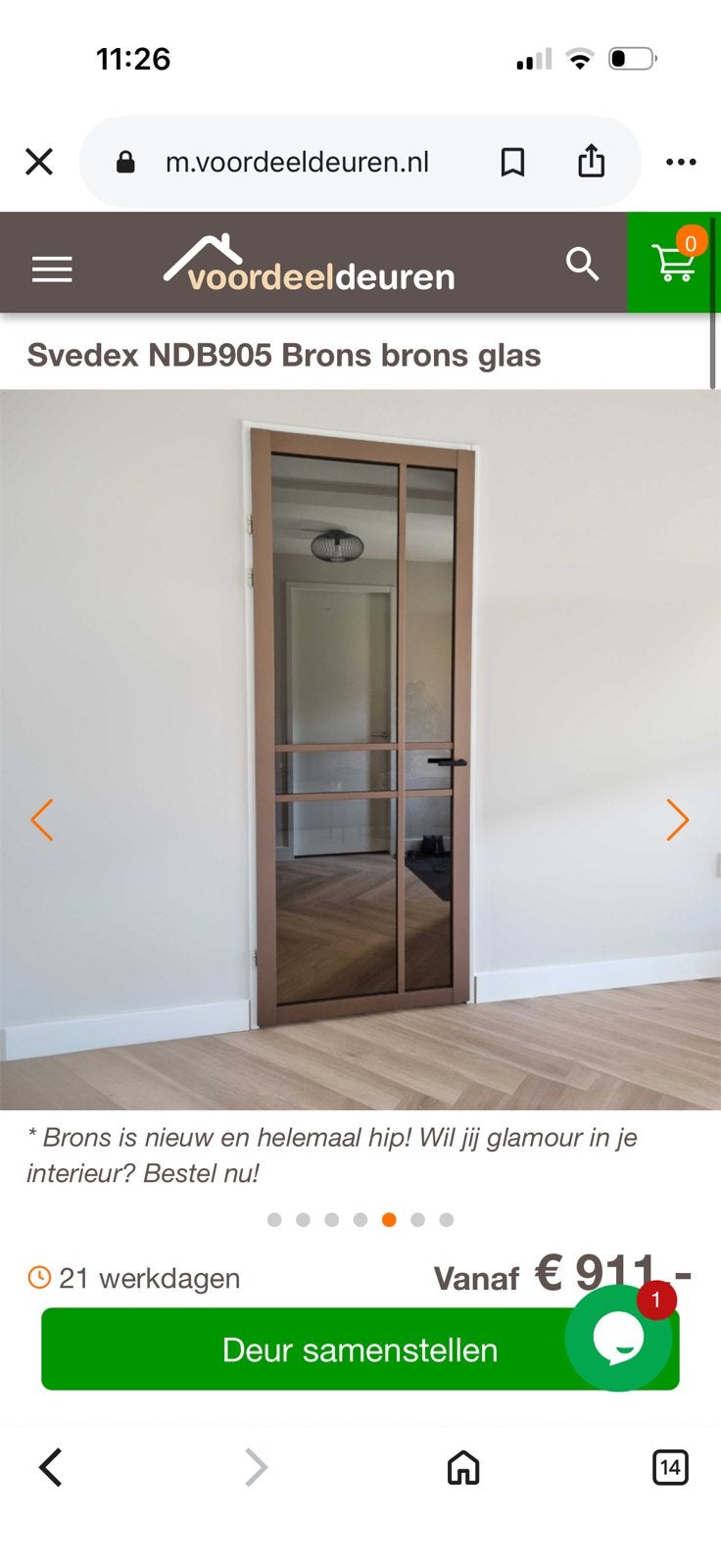Nieuwe Svedex Nova Design deur Brons., Ophalen, 200 cm of meer, Nieuw, 50 tot 100 cm