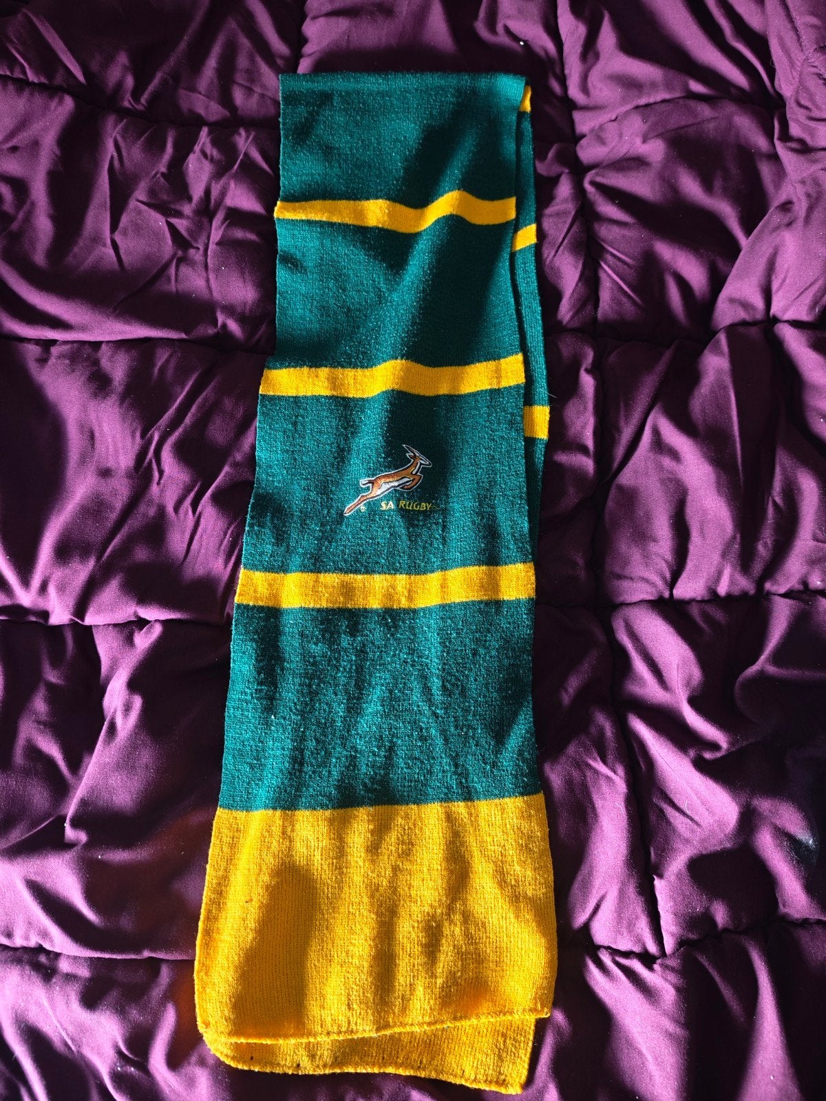 Officiële Springboks supporters sjaal - groen & goud, Kleding | Dames, Springboks, Verzenden, Zo goed als nieuw, Sjaal