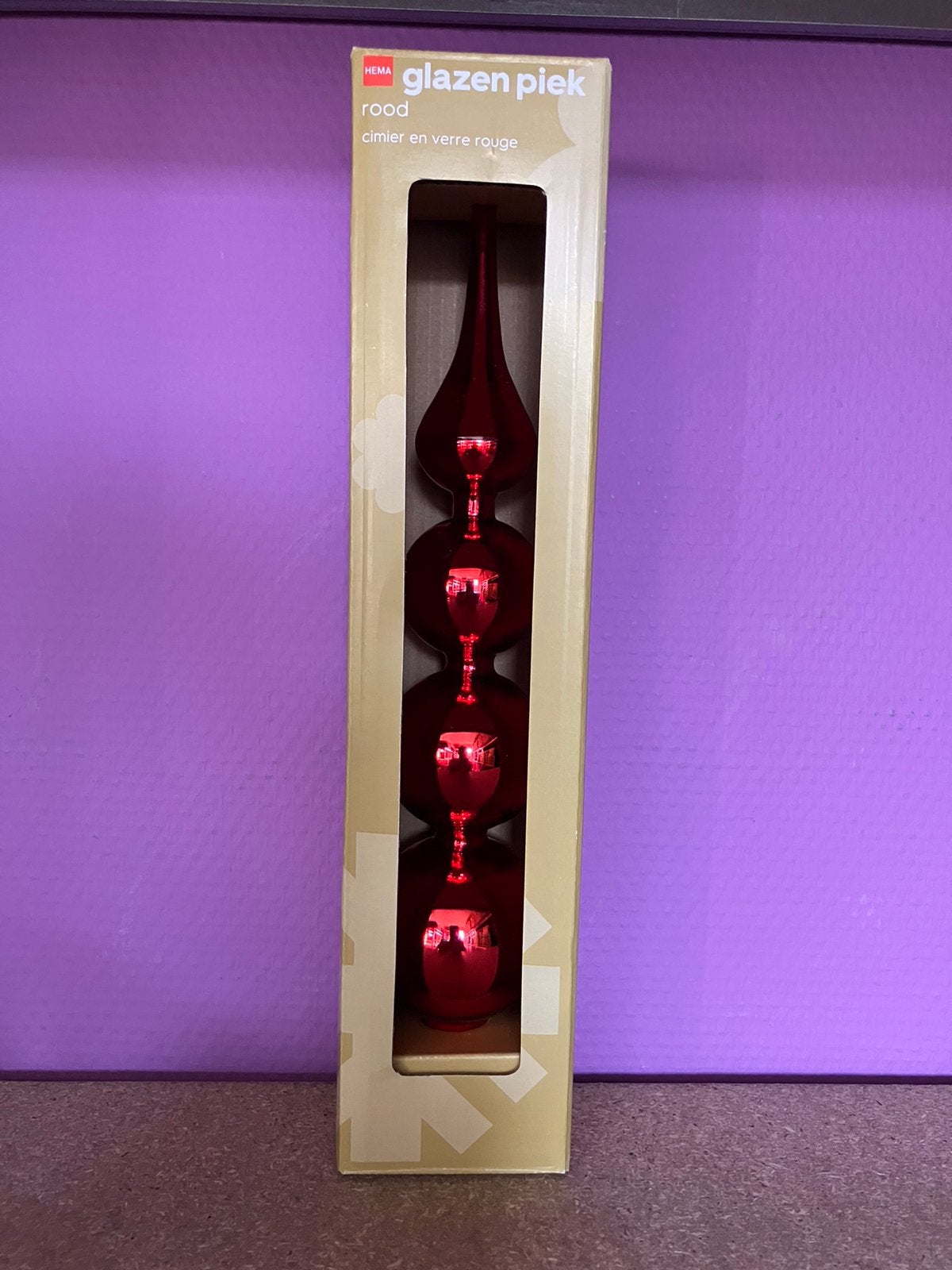 Nieuw/rode glazen piek/kerst decoratie/Hema, Diversen, Kerst, Ophalen of Verzenden, Nieuw