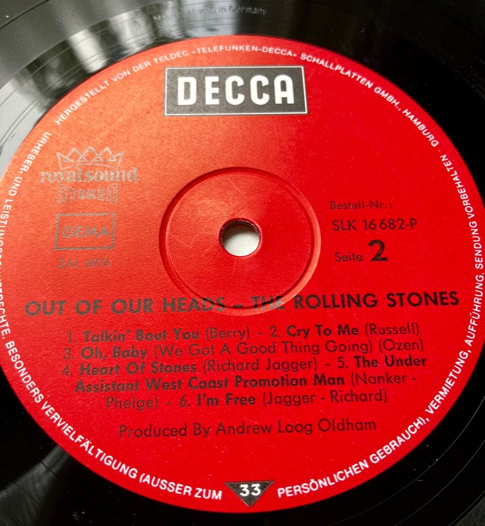 DPL5 rolling stones Out of our heads GERM 1971 2e pers. €30 , Cd's en Dvd's, Vinyl | Rock, LP, Inclusief binnenhoes, Gebruikt