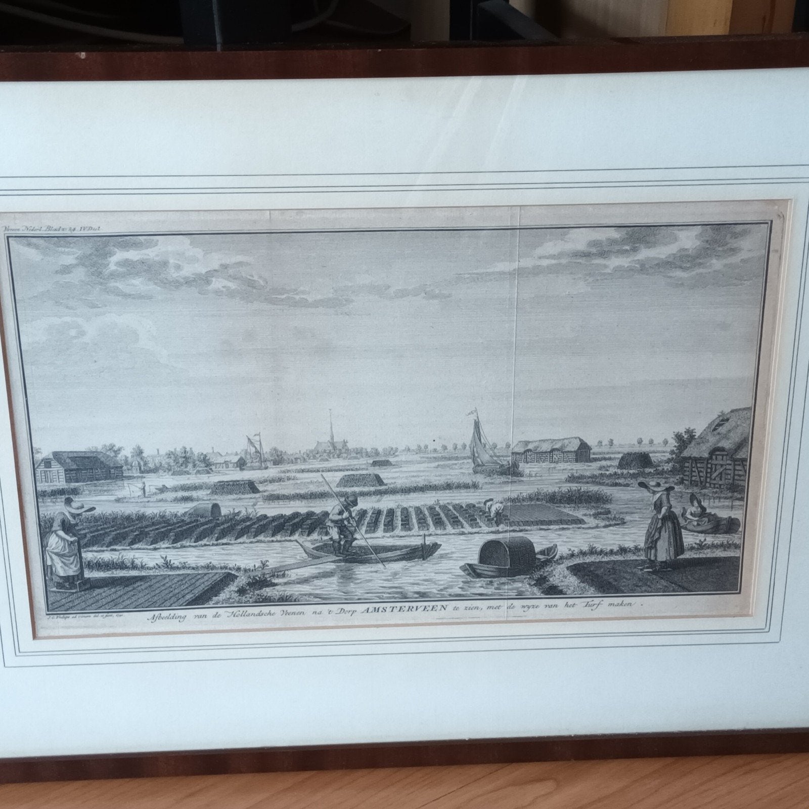Kopergravure, Turf maken,  Amstelveen, J.C. Philips, 1760, Antiek en Kunst, Kunst | Etsen en Gravures, Ophalen of Verzenden