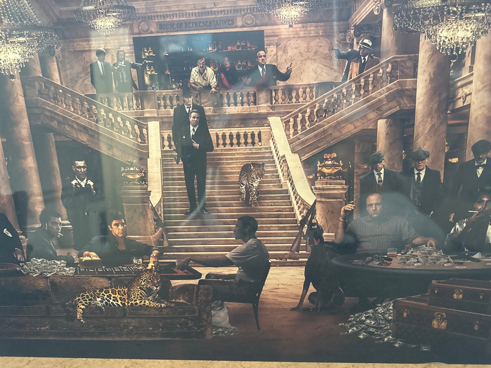 Uniek Foto Schilderij: Gangster Thema met Dieren, Film, Ophalen of Verzenden, Print, Op houten frame