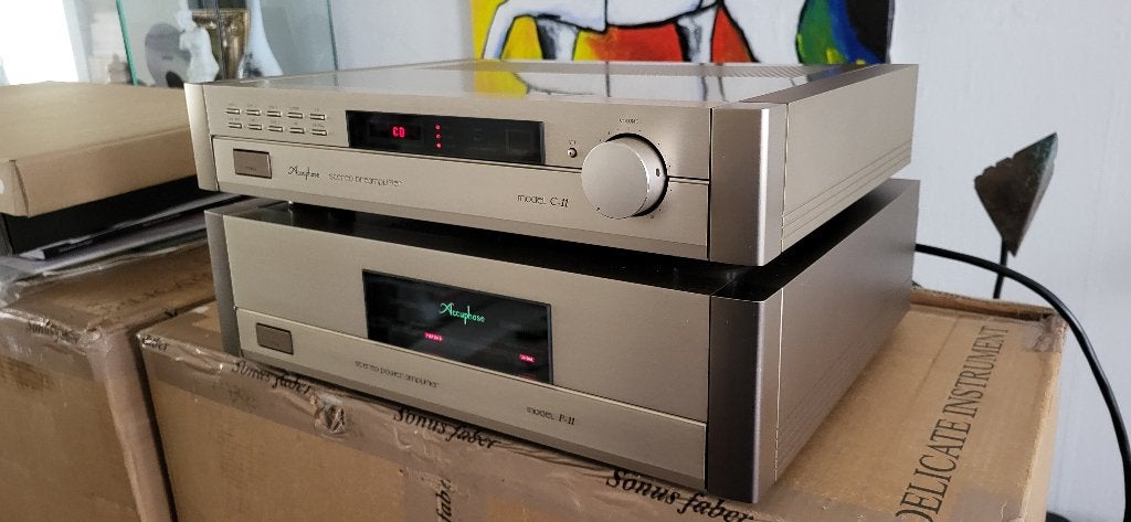 Accuphase C-11 + Accuphase P-11 & Phono MM/MC, Zo goed als nieuw, 120 watt of meer, Stereo, Ophalen