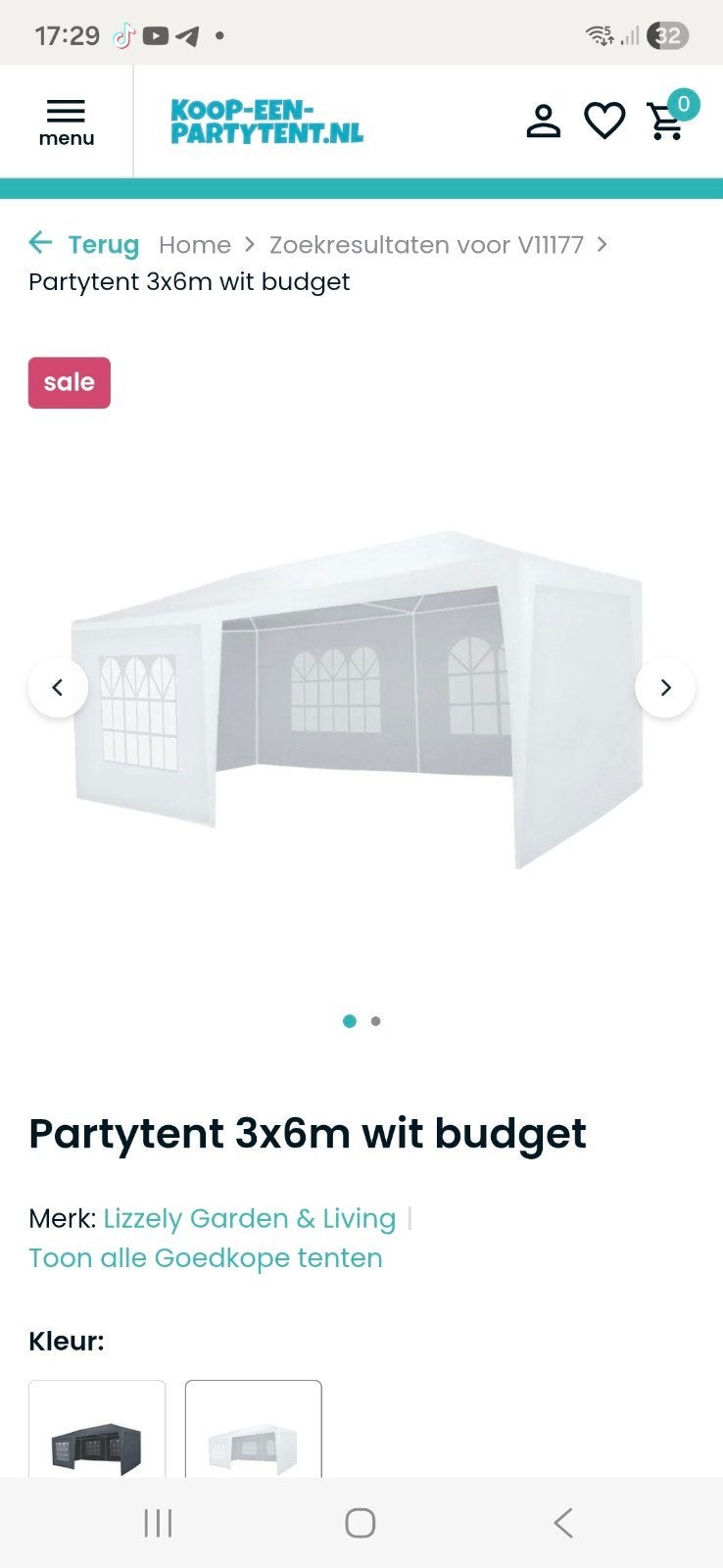 Partytent 3x6m wit, Ophalen, Gebruikt, Partytent, 2 meter of meer