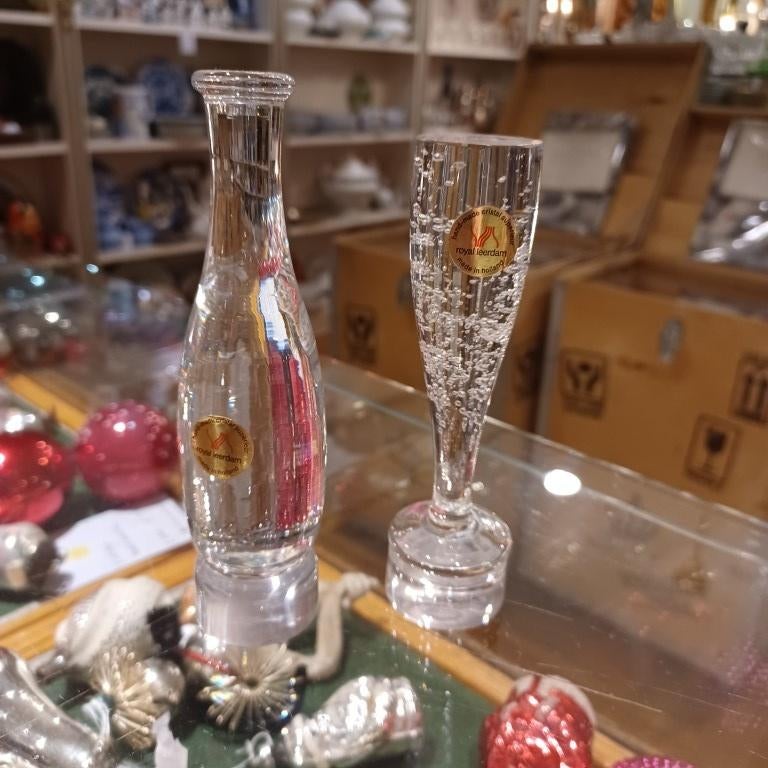 Royal Leerdam champagne fles met flute-glas, Ophalen of Verzenden