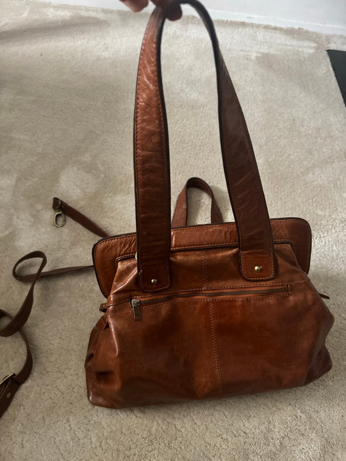 Manfield Leren Handtas/Schoudertas - Bruin, Ophalen, Zo goed als nieuw, Bruin, Handtas