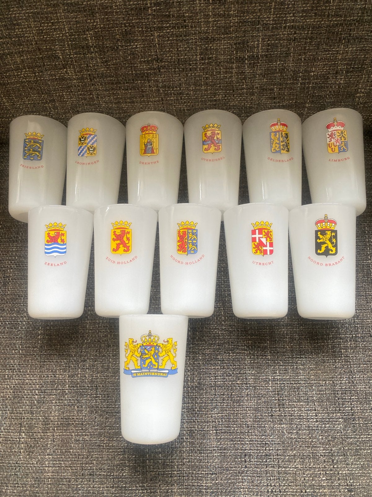 Complete set Chocomel wapenglazen (12 stuks) met doos, Antiek en Kunst, Ophalen