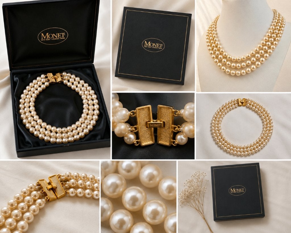 Parelketting Monet Vintage, Ophalen, Zo goed als nieuw, Wit, Overige materialen
