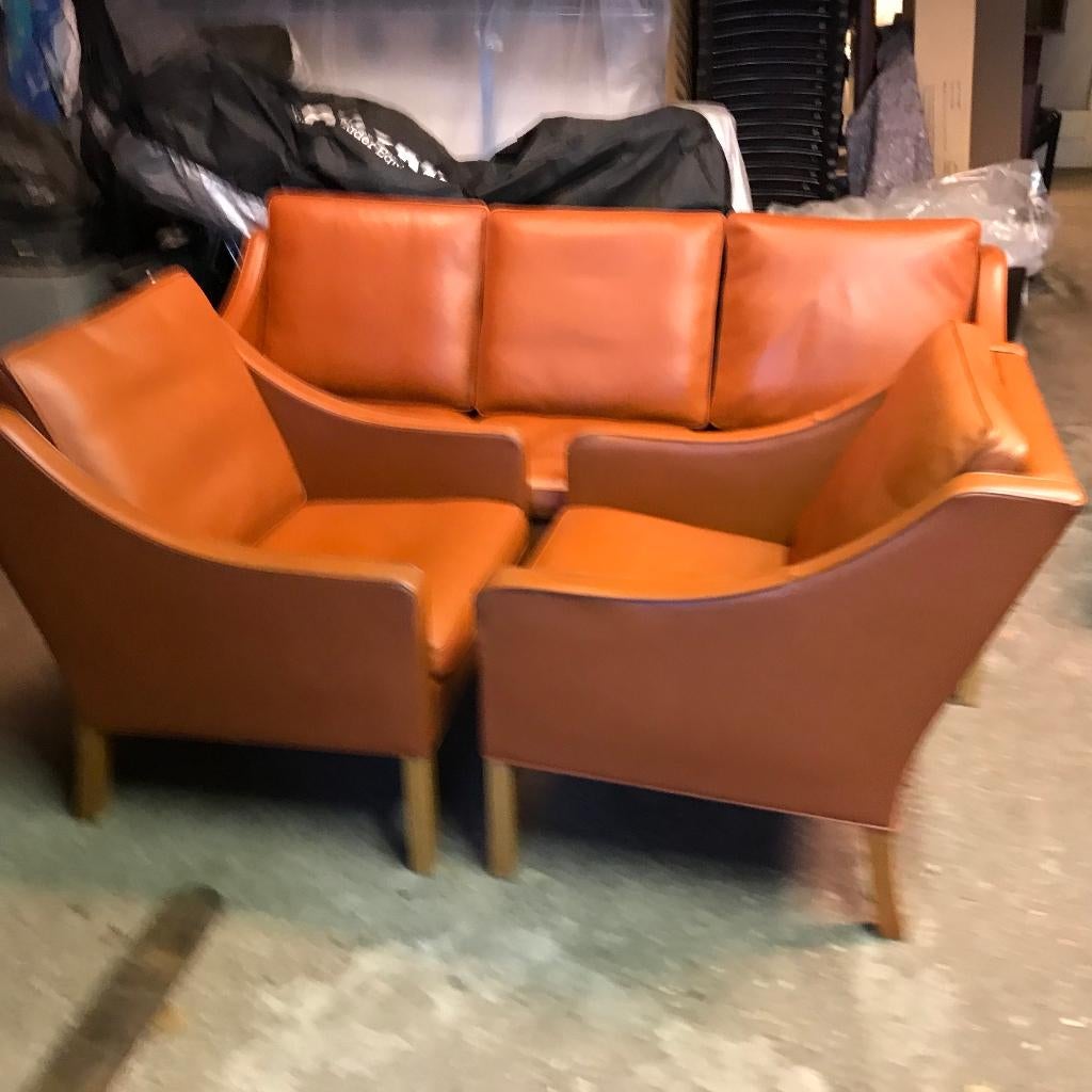 2 Vintage Borge Mogensen Fredericia 2207  fauteuils, Huis en Inrichting, Gebruikt, 75 tot 100 cm, Ophalen of Verzenden, Nvt