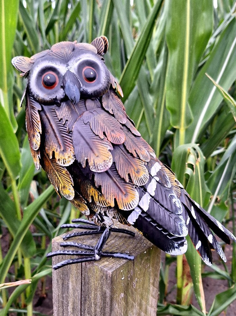 Metalen uil tuinbeeld, Verzenden, Nieuw, Metaal, Dierenbeeld